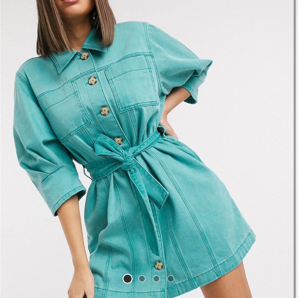 Brand new teal denim dress with belt from ASOS